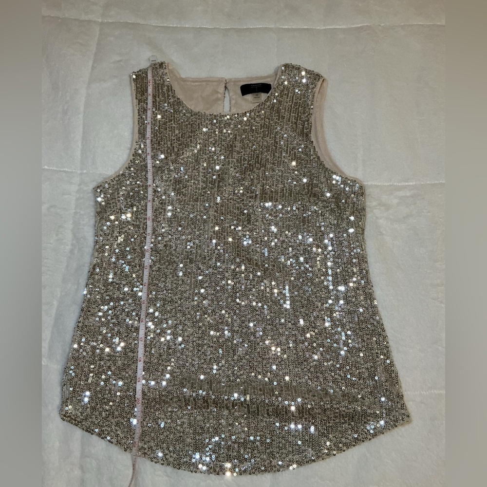 TAHARI Women's Silver Sequin Sleeveless Top - Picture 2 of 5